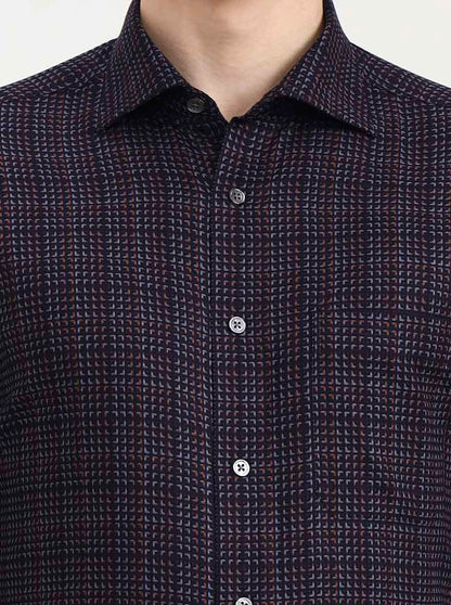 Blue Printed Slim Fit Formal Shirt | JadeBlue Super Luxe