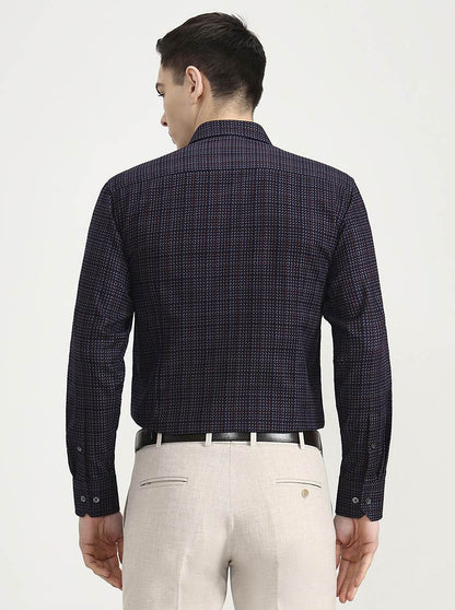 Blue Printed Slim Fit Formal Shirt | JadeBlue Super Luxe