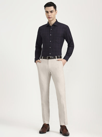 Blue Printed Slim Fit Formal Shirt | JadeBlue Super Luxe