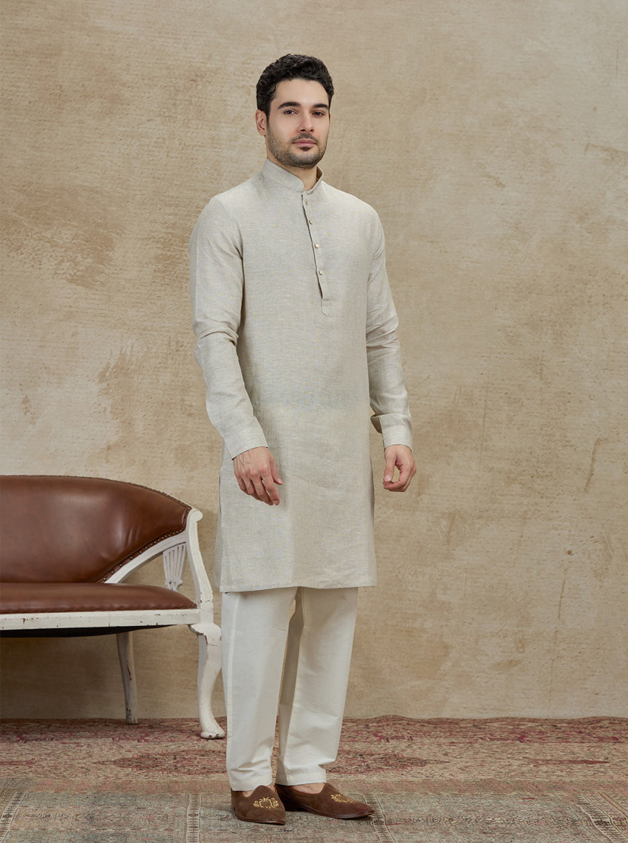 Natural Solid Kurta Pajama | Virasana