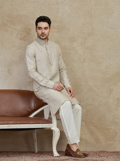 Natural Solid Kurta Pajama | Virasana