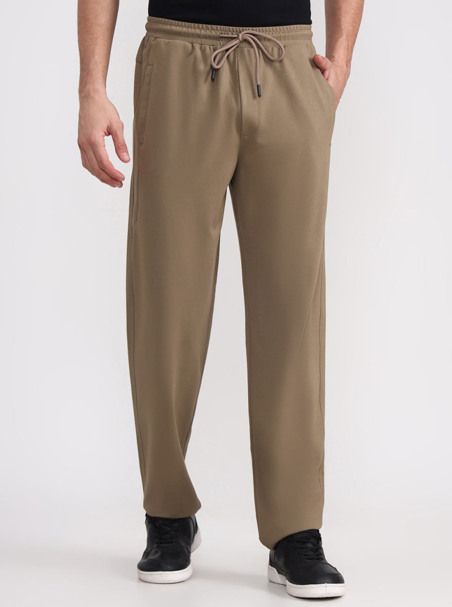 Khaki Solid Slim Fit Track Pant | JadeBlue