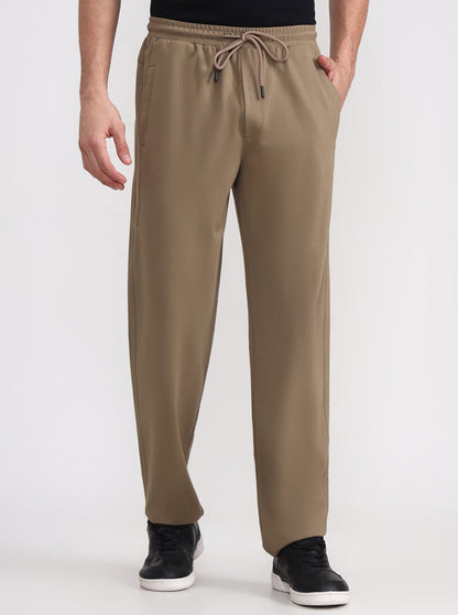 Khaki Solid Slim Fit Track Pant | JadeBlue