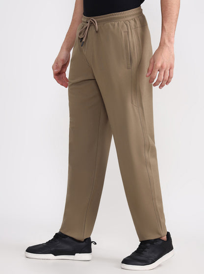Khaki Solid Slim Fit Track Pant | JadeBlue