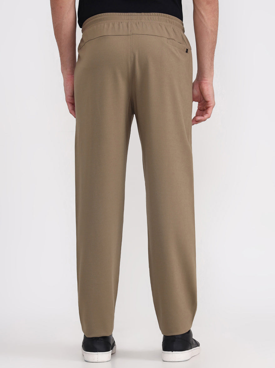 Khaki Solid Slim Fit Track Pant | JadeBlue