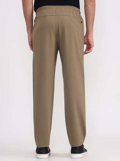 Khaki Solid Slim Fit Track Pant | JadeBlue