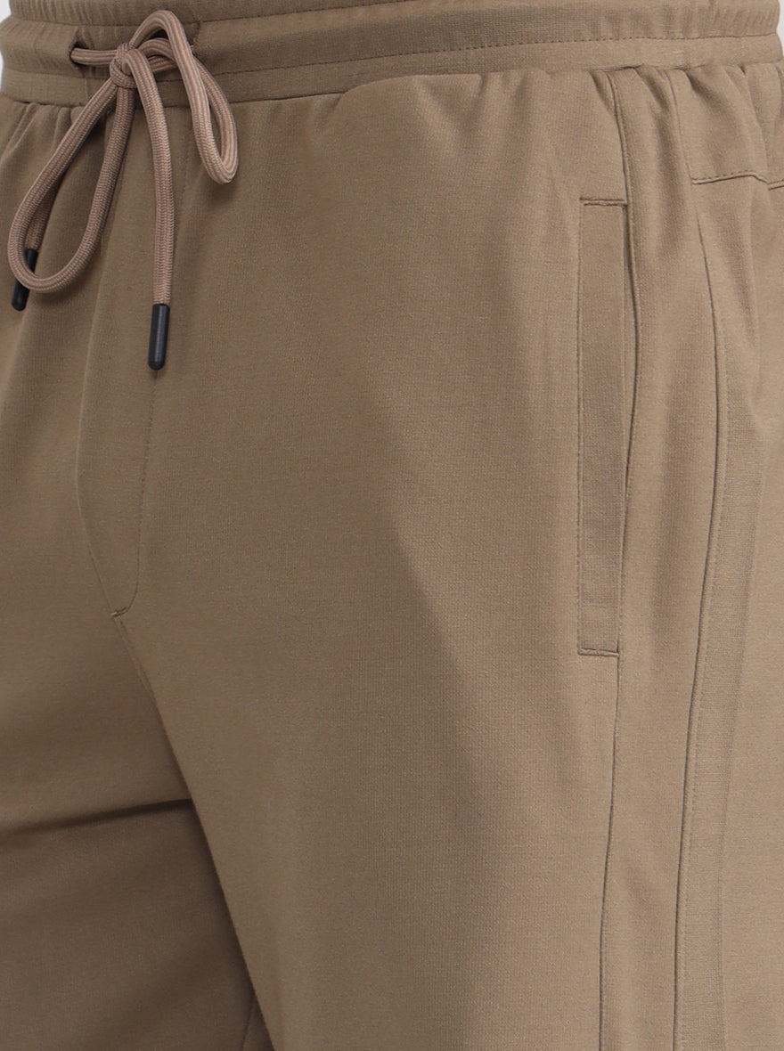 Khaki Solid Slim Fit Track Pant | JadeBlue