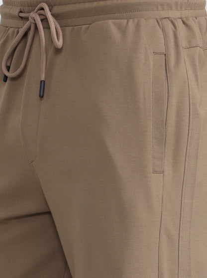 Khaki Solid Slim Fit Track Pant | JadeBlue