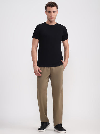 Khaki Solid Slim Fit Track Pant | JadeBlue