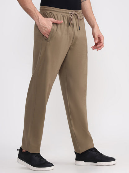 Khaki Solid Slim Fit Track Pant | JadeBlue
