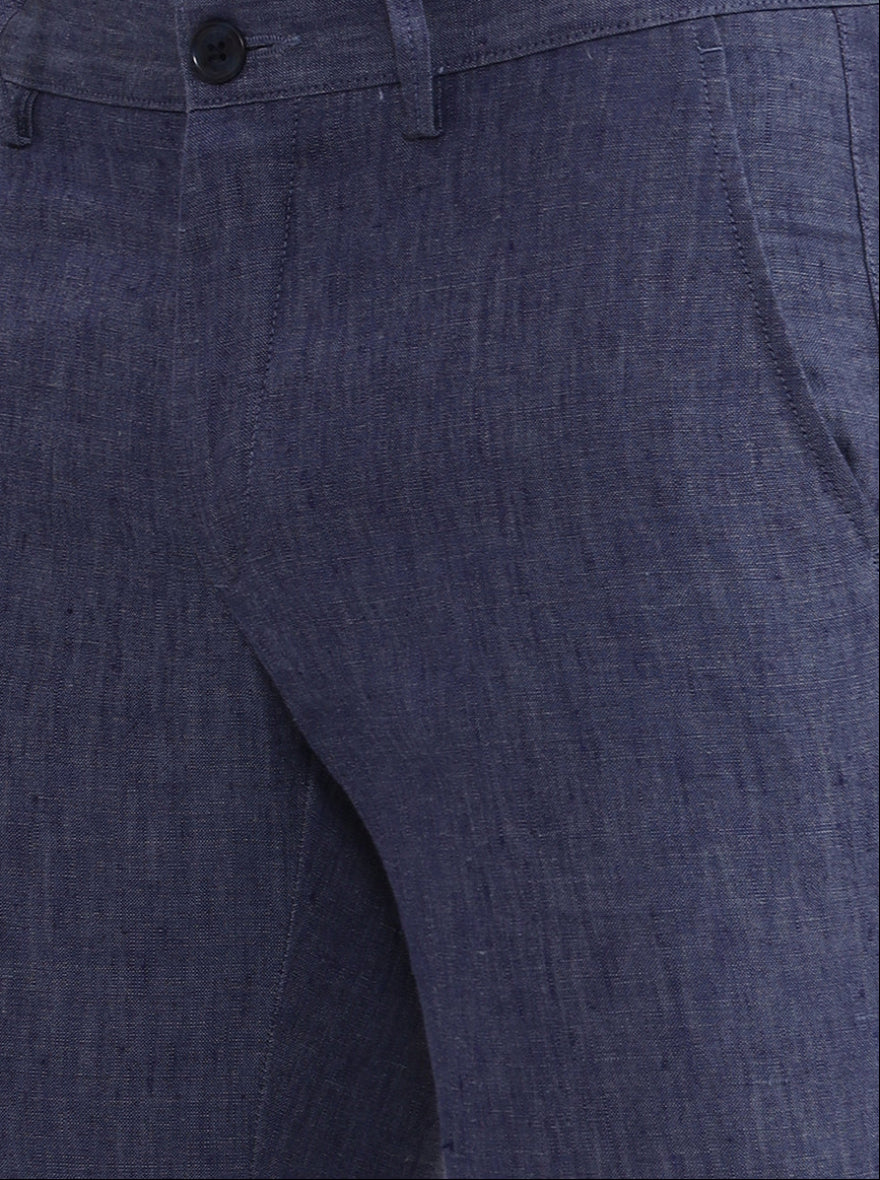 Blue Solid Uno Fit Casual Trouser | JadeBlue