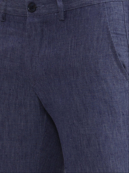 Blue Solid Uno Fit Casual Trouser | JadeBlue