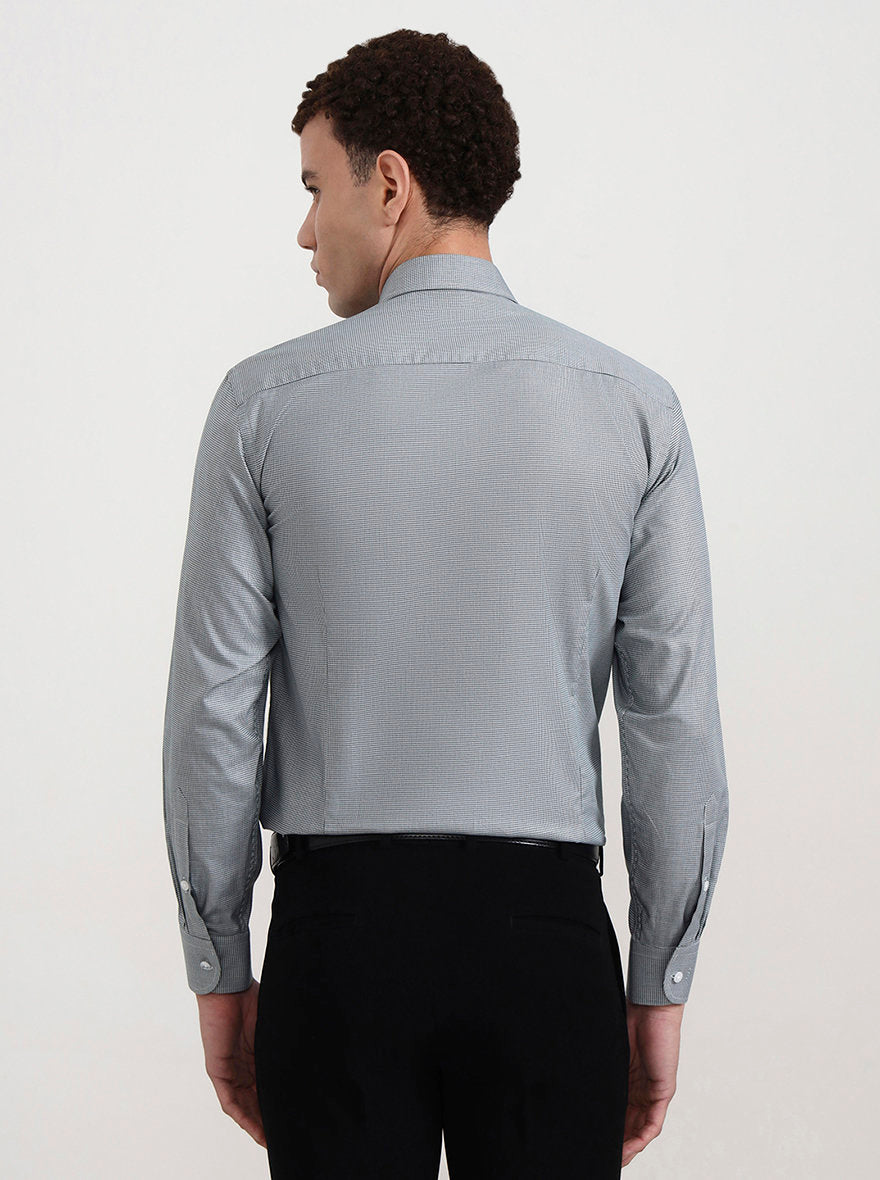 Green & White Solid Slim Fit Formal Shirt | Metal