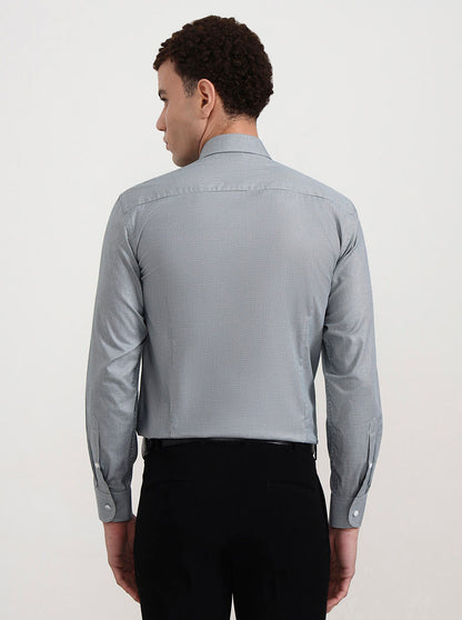 Green & White Solid Slim Fit Formal Shirt | Metal