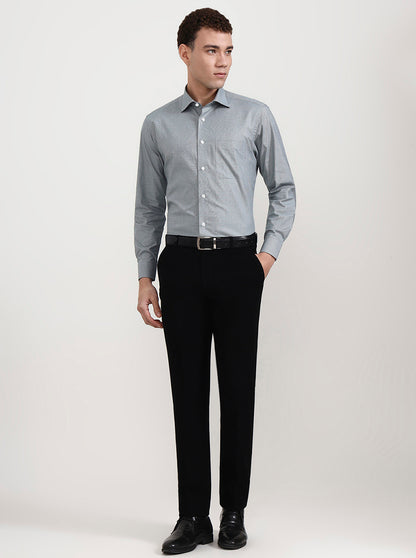 Green & White Solid Slim Fit Formal Shirt | Metal
