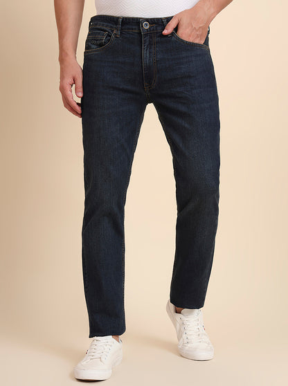 Tinted Deep Blue Solid Slim Fit Jeans | JadeBlue
