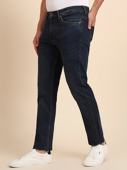 Tinted Deep Blue Solid Slim Fit Jeans | JadeBlue