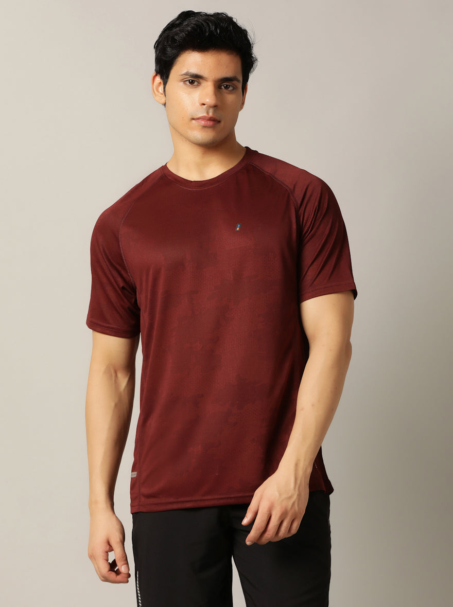Maroon Solid Slim Fit T-Shirt | Jade Play