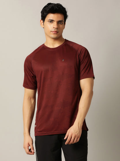 Maroon Solid Slim Fit T-Shirt | Jade Play