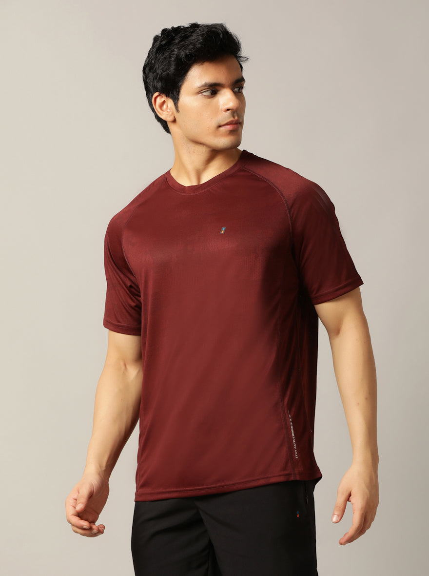 Maroon Solid Slim Fit T-Shirt | Jade Play