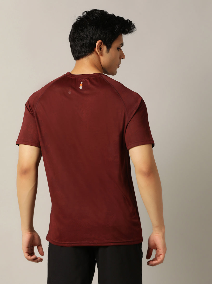 Maroon Solid Slim Fit T-Shirt | Jade Play
