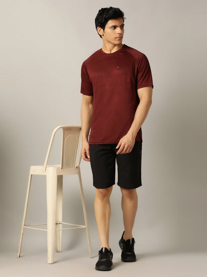 Maroon Solid Slim Fit T-Shirt | Jade Play