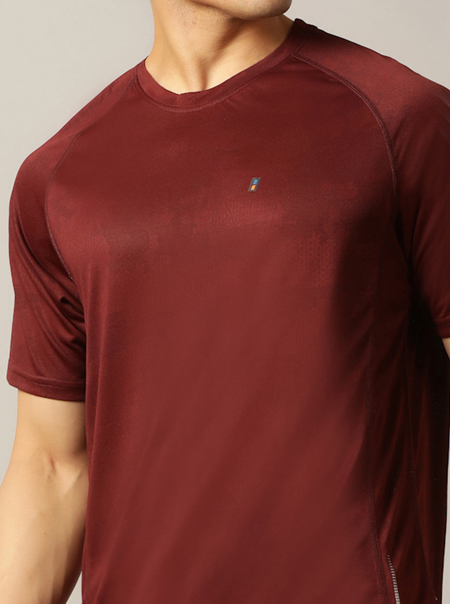 Maroon Solid Slim Fit T-Shirt | Jade Play