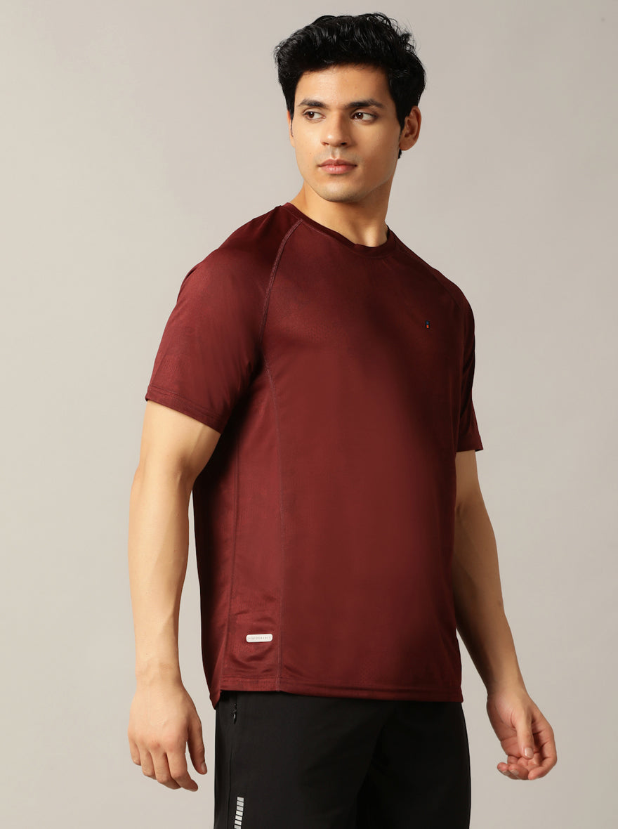 Maroon Solid Slim Fit T-Shirt | Jade Play