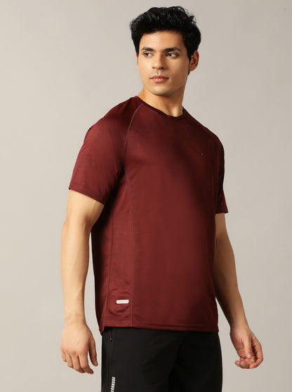 Maroon Solid Slim Fit T-Shirt | Jade Play