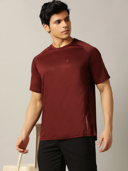 Maroon Solid Slim Fit T-Shirt | Jade Play