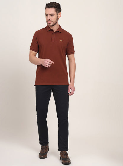 Navy Blue Solid Venice Fit Casual Trouser | JadeBlue