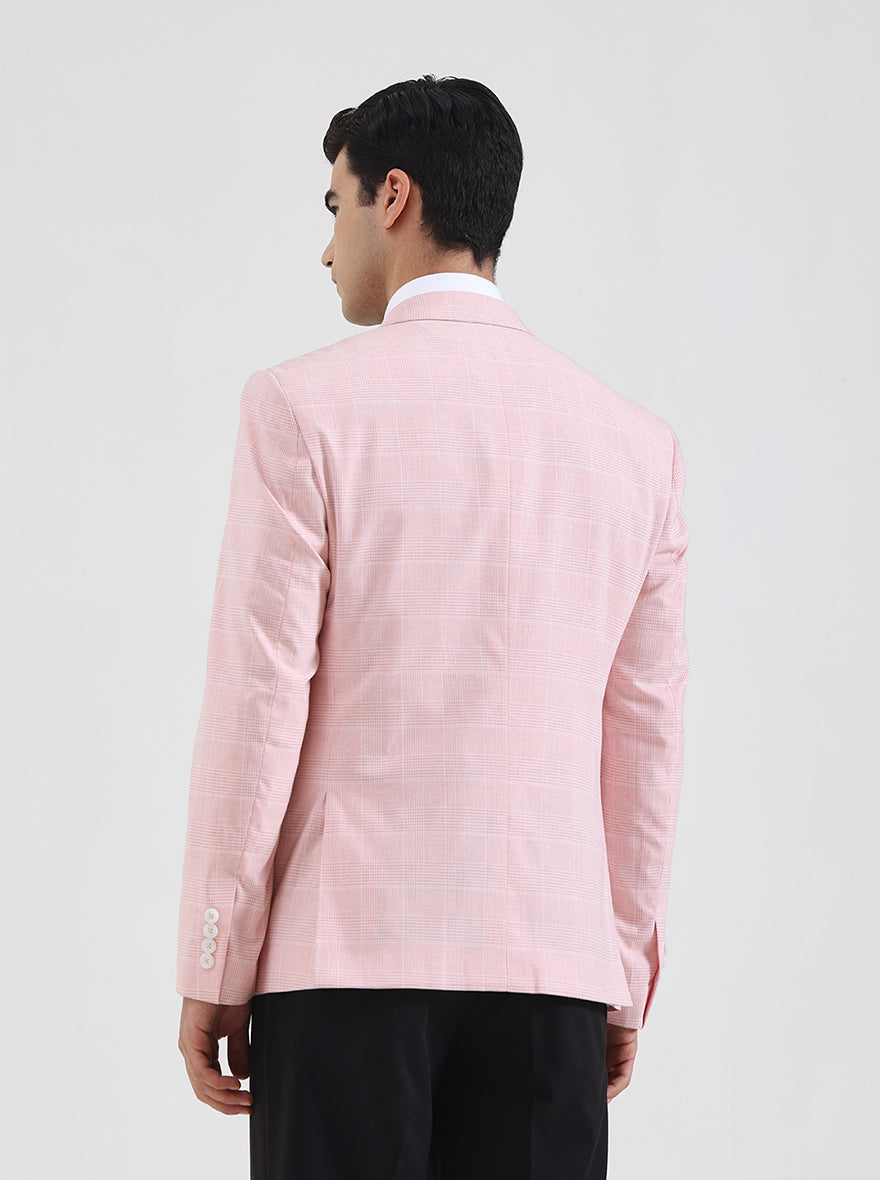 Pink Checked Regular Fit Blazer | JB Studio