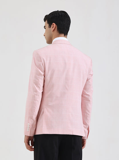 Pink Checked Regular Fit Blazer | JB Studio