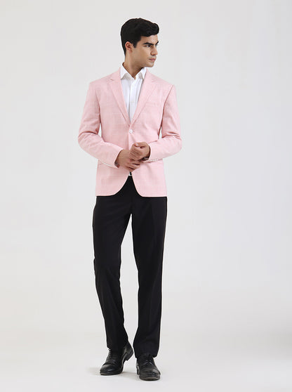 Pink Checked Regular Fit Blazer | JB Studio