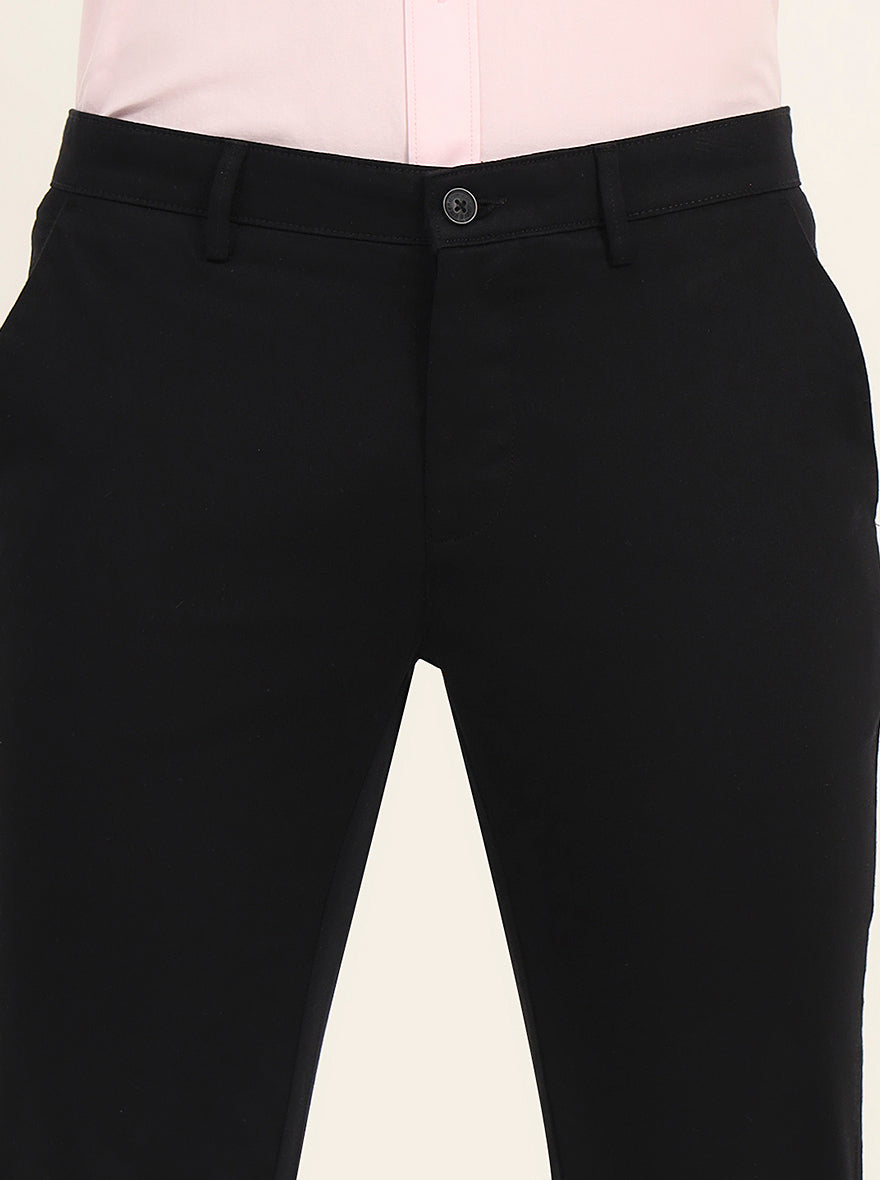 Black Solid Super Slim Fit Casual Trouser | Greenfibre