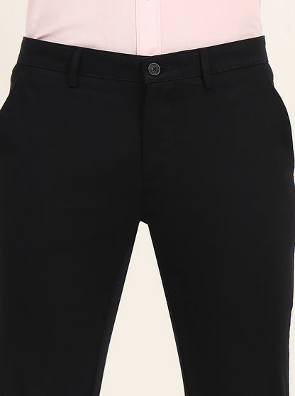 Black Solid Super Slim Fit Casual Trouser | Greenfibre