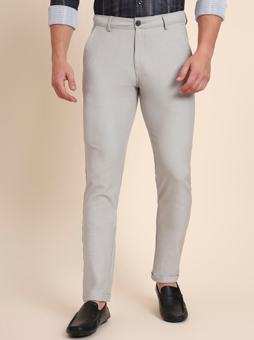 Grey Solid Slim Fit Club Wear Trouser | JB Studio