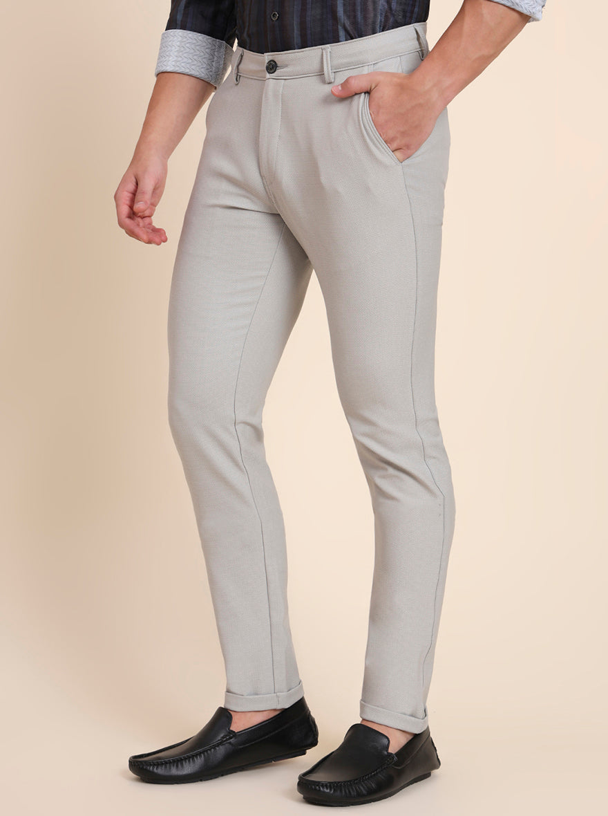 Grey Solid Slim Fit Club Wear Trouser | JB Studio