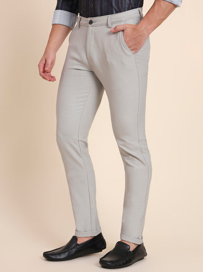 Grey Solid Slim Fit Club Wear Trouser | JB Studio