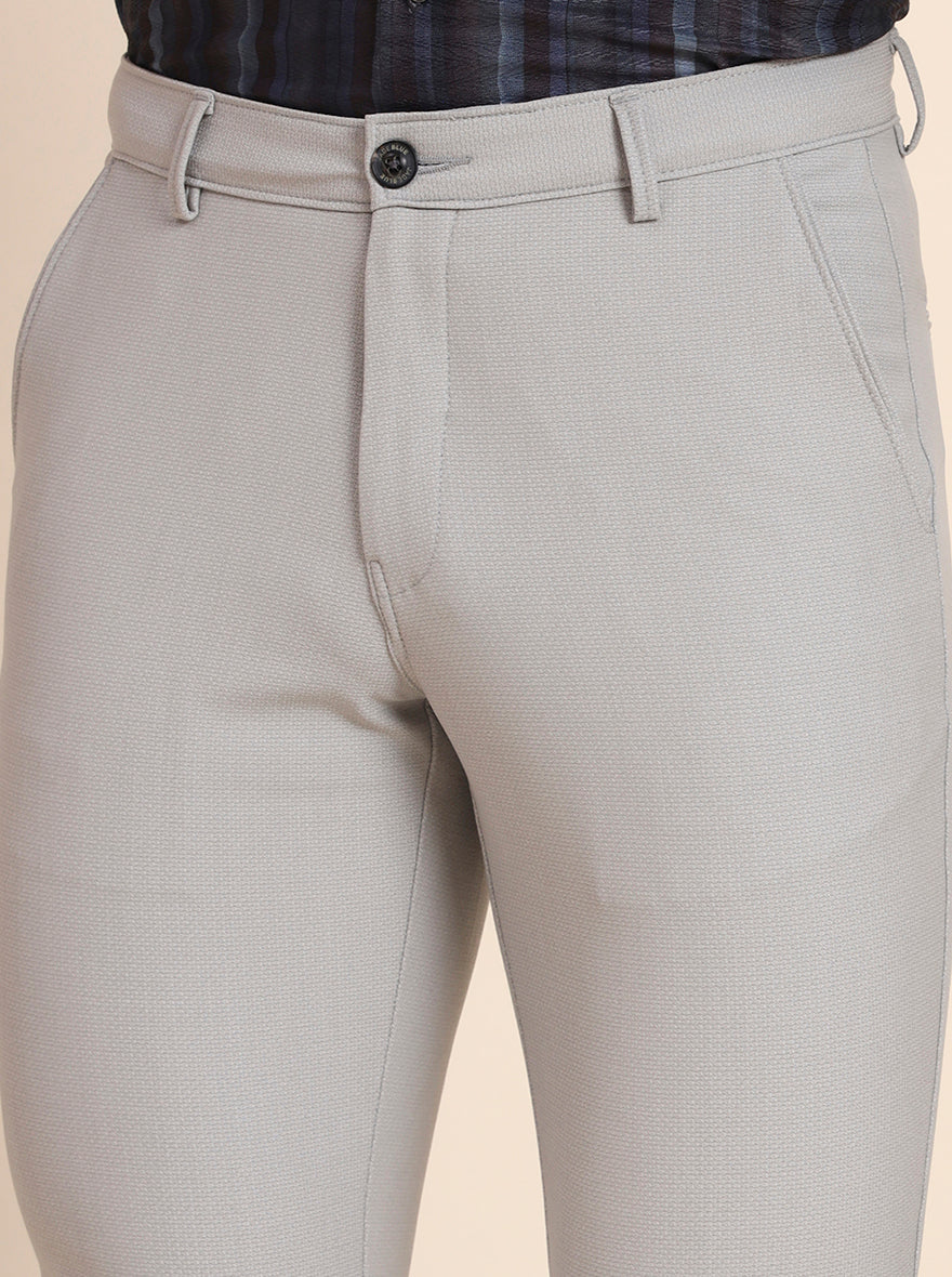 Grey Solid Slim Fit Club Wear Trouser | JB Studio