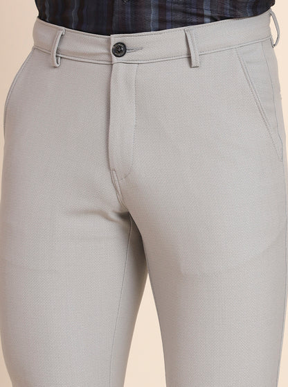 Grey Solid Slim Fit Club Wear Trouser | JB Studio