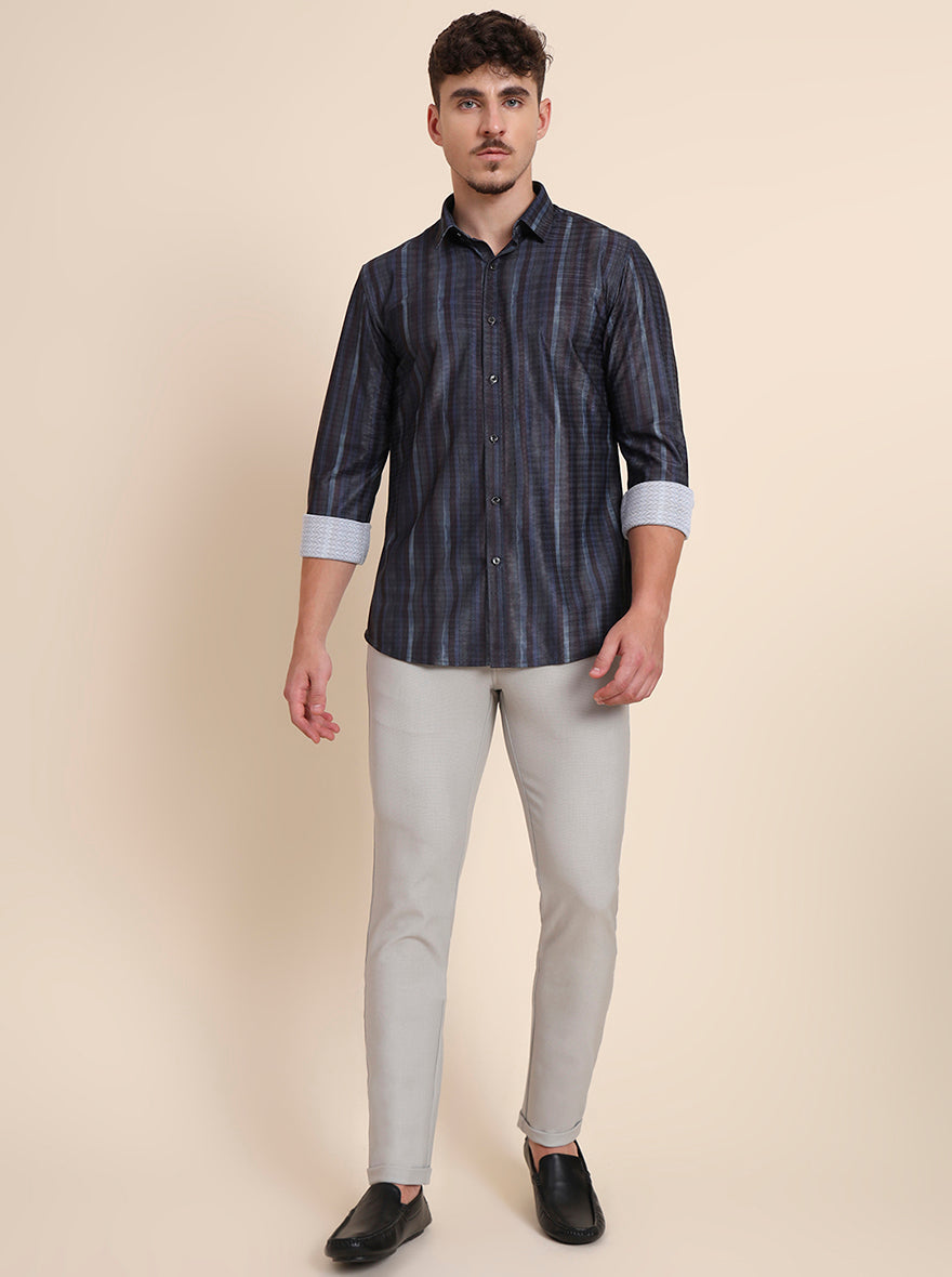 Grey Solid Slim Fit Club Wear Trouser | JB Studio