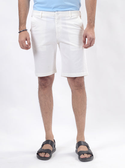 White Solid Slim Fit Shorts | JadeBlue