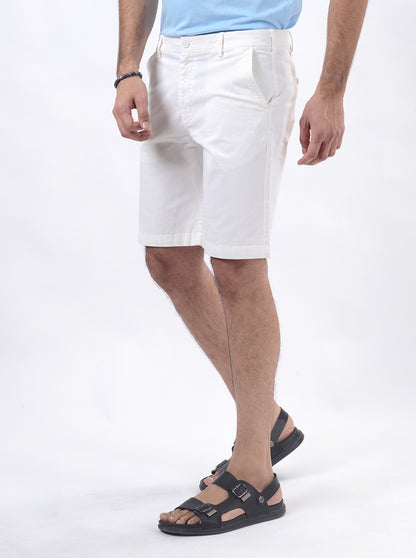 White Solid Slim Fit Shorts | JadeBlue