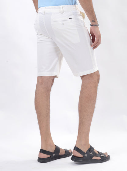 White Solid Slim Fit Shorts | JadeBlue