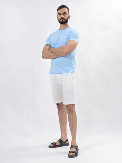 White Solid Slim Fit Shorts | JadeBlue