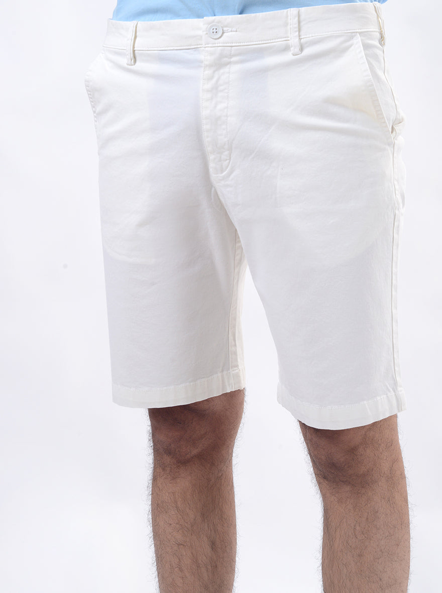 White Solid Slim Fit Shorts | JadeBlue