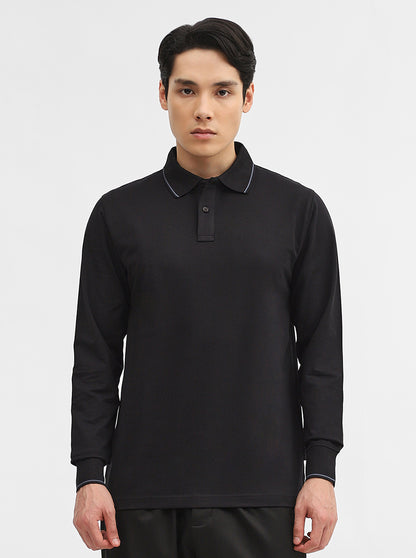 Black Solid Slim Fit Polo T-Shirt | JadeBlue