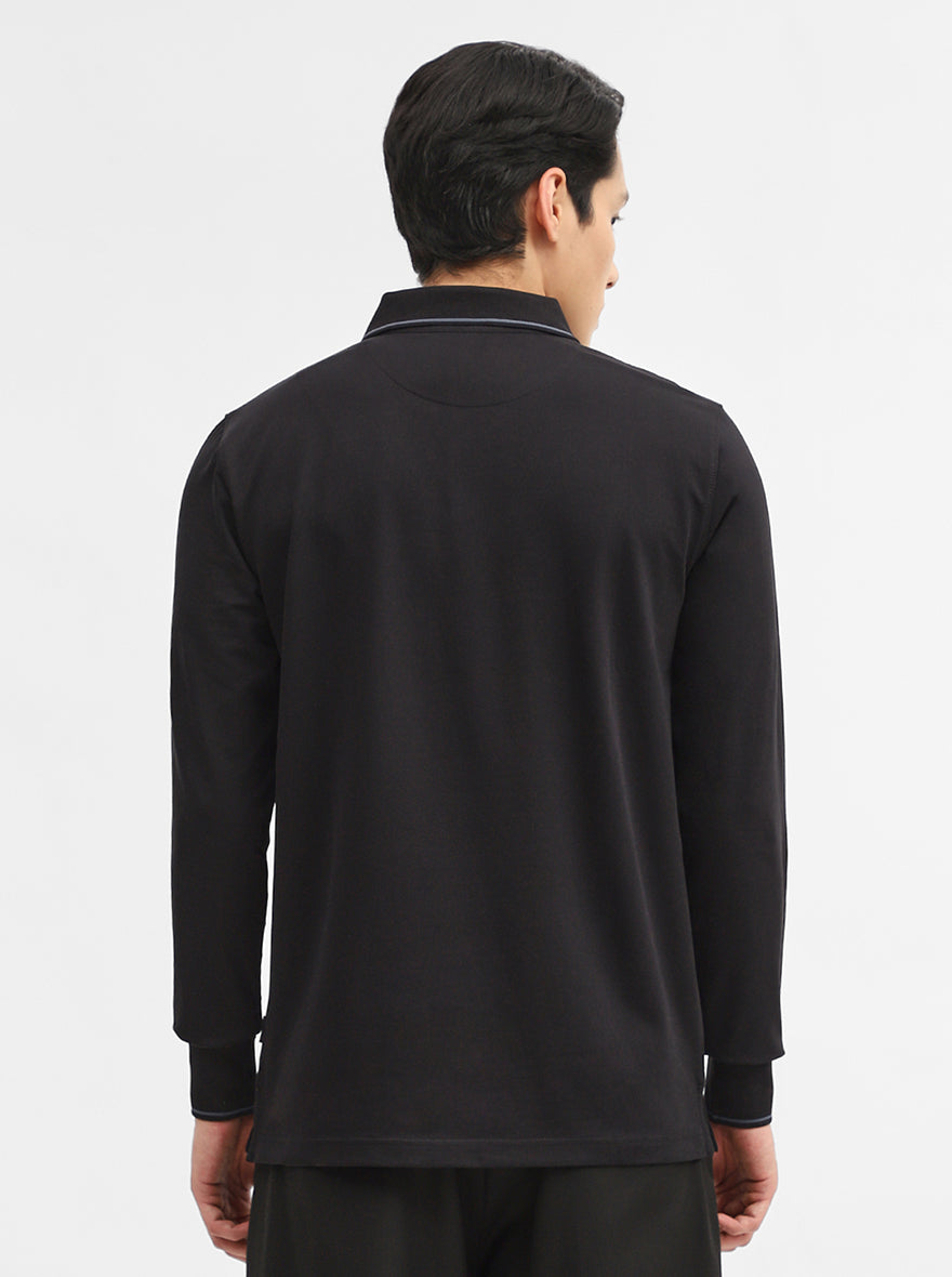 Black Solid Slim Fit Polo T-Shirt | JadeBlue