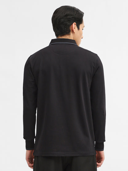 Black Solid Slim Fit Polo T-Shirt | JadeBlue